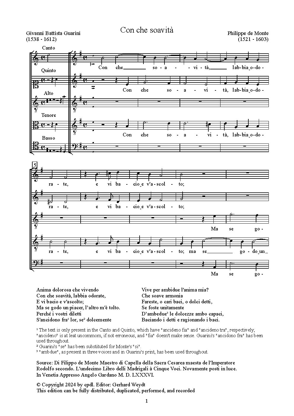 Con che soavità - Choir Script PDF Thumbnail