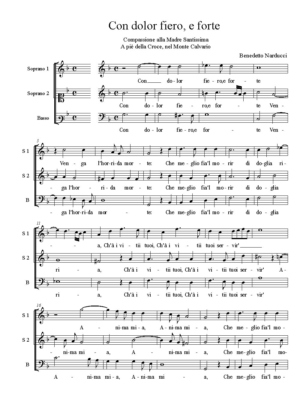 Con dolor fiero, e forte - Choir Script PDF Thumbnail