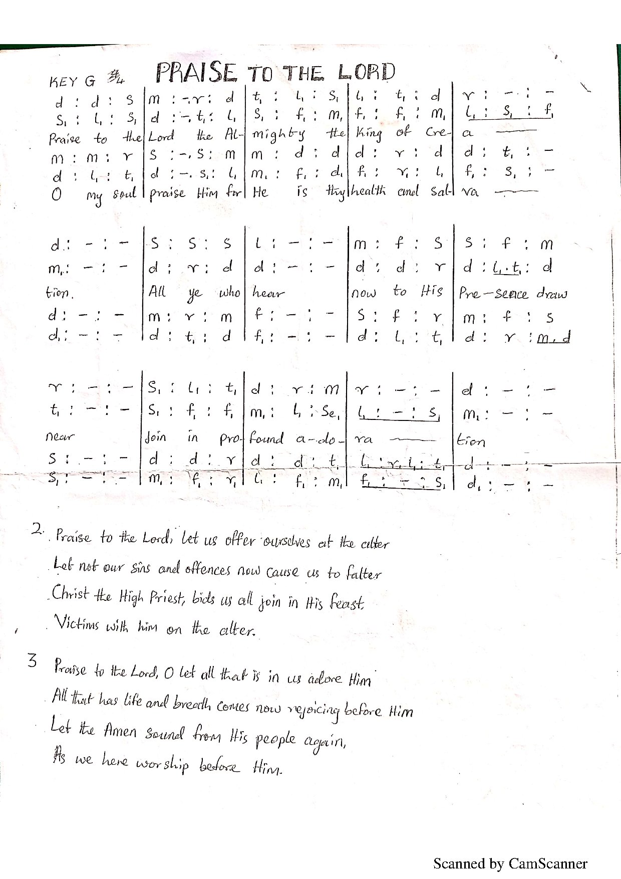 Praise To The Lord - Download Choir Script PDF