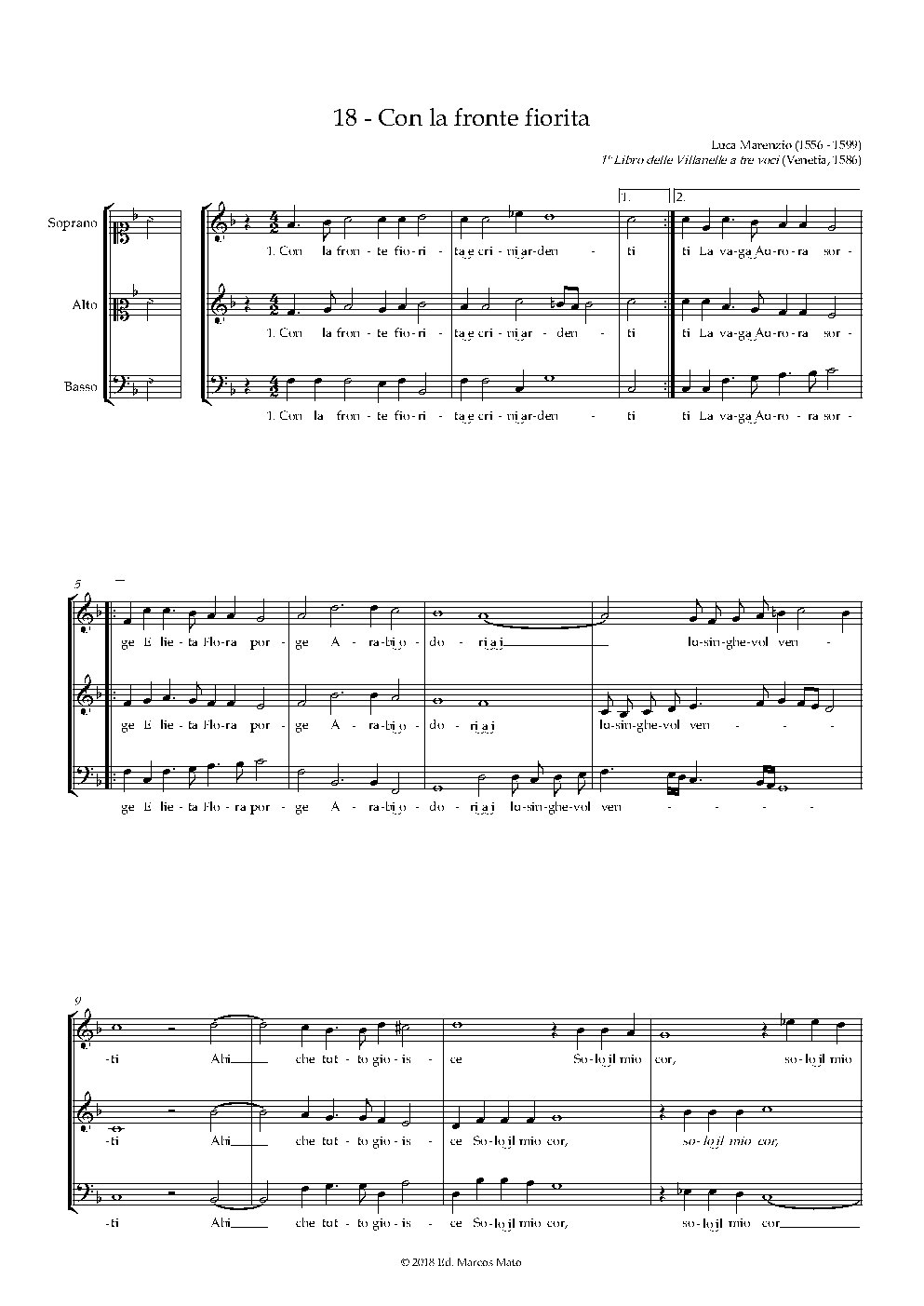 Con la fronte fiorita - Choir Script PDF Thumbnail