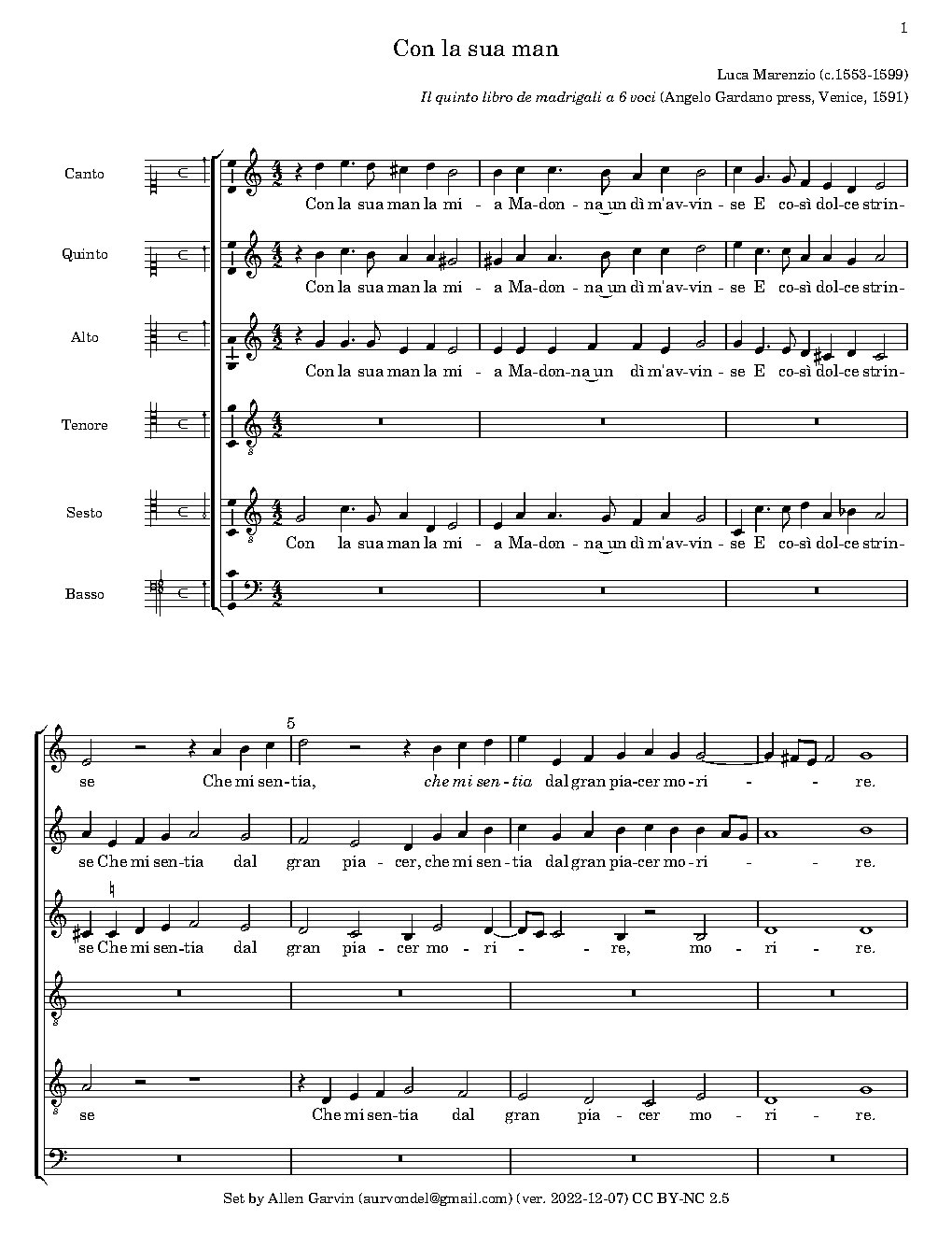 Con la sua man - Choir Script PDF Thumbnail