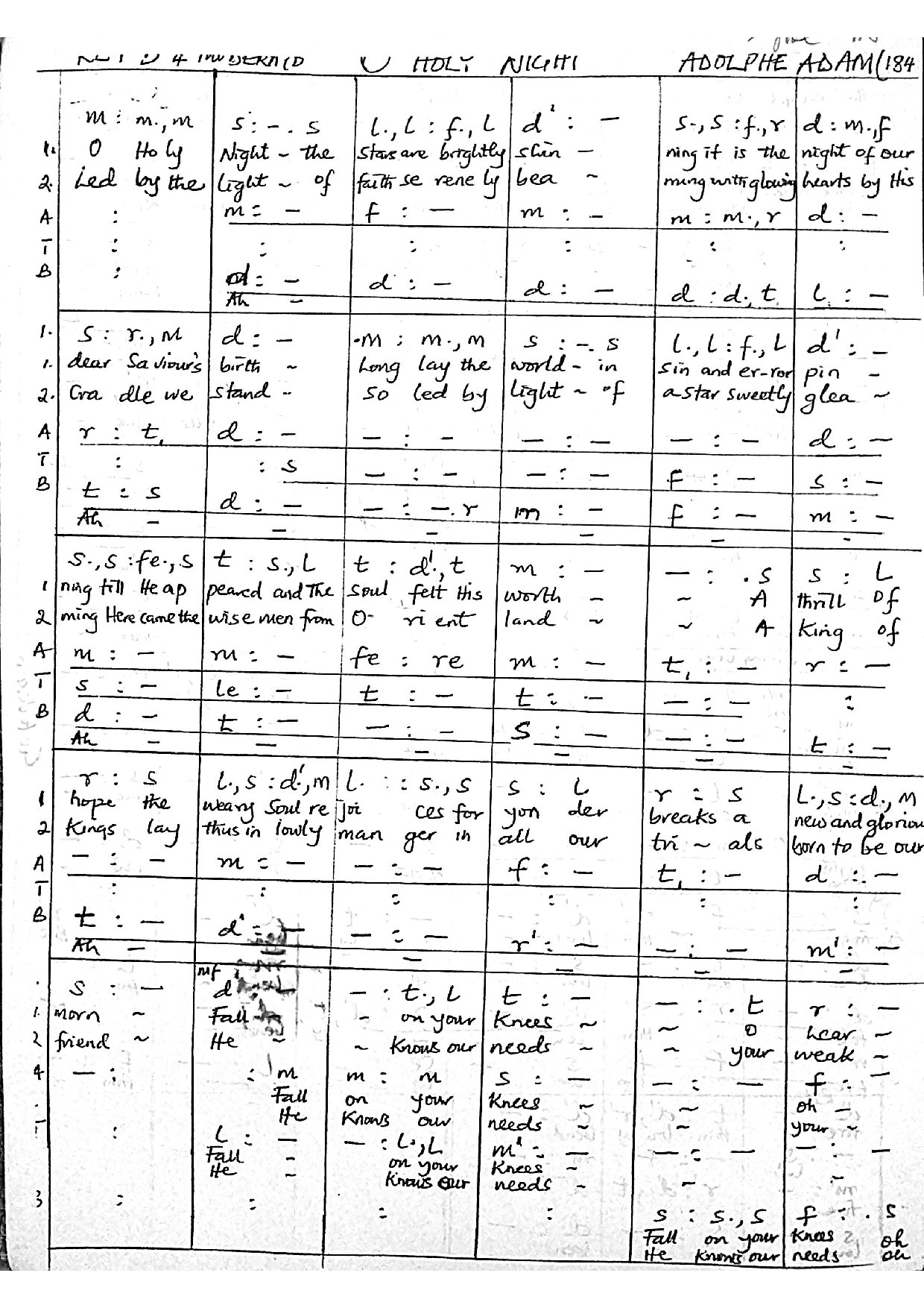 O Holy Night - Adolphe Adam - Download Choir Script PDF
