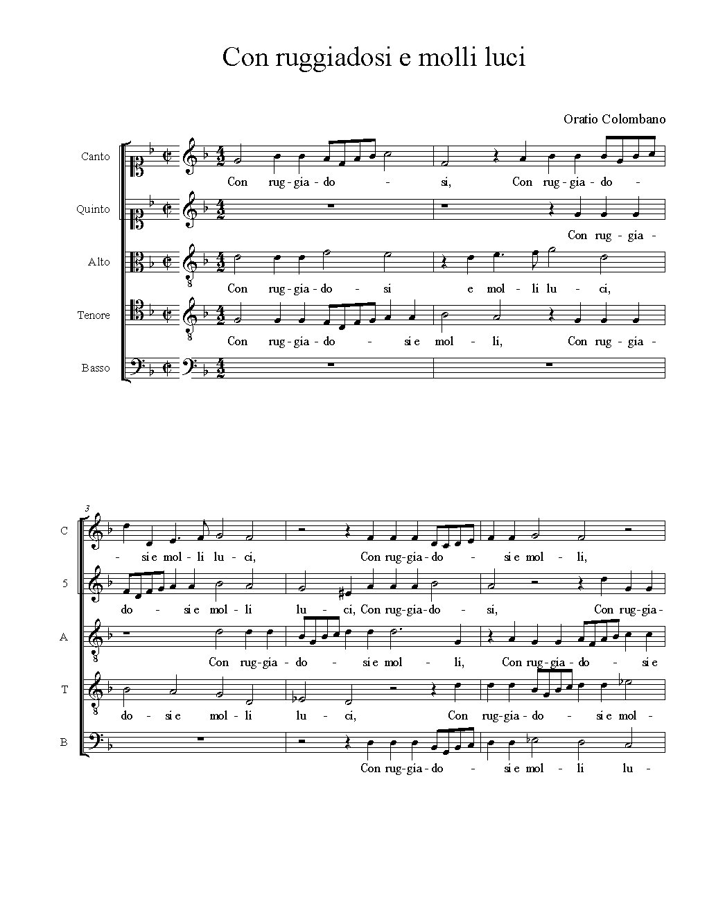 Con ruggiadosi e molli luci - Choir Script PDF Thumbnail