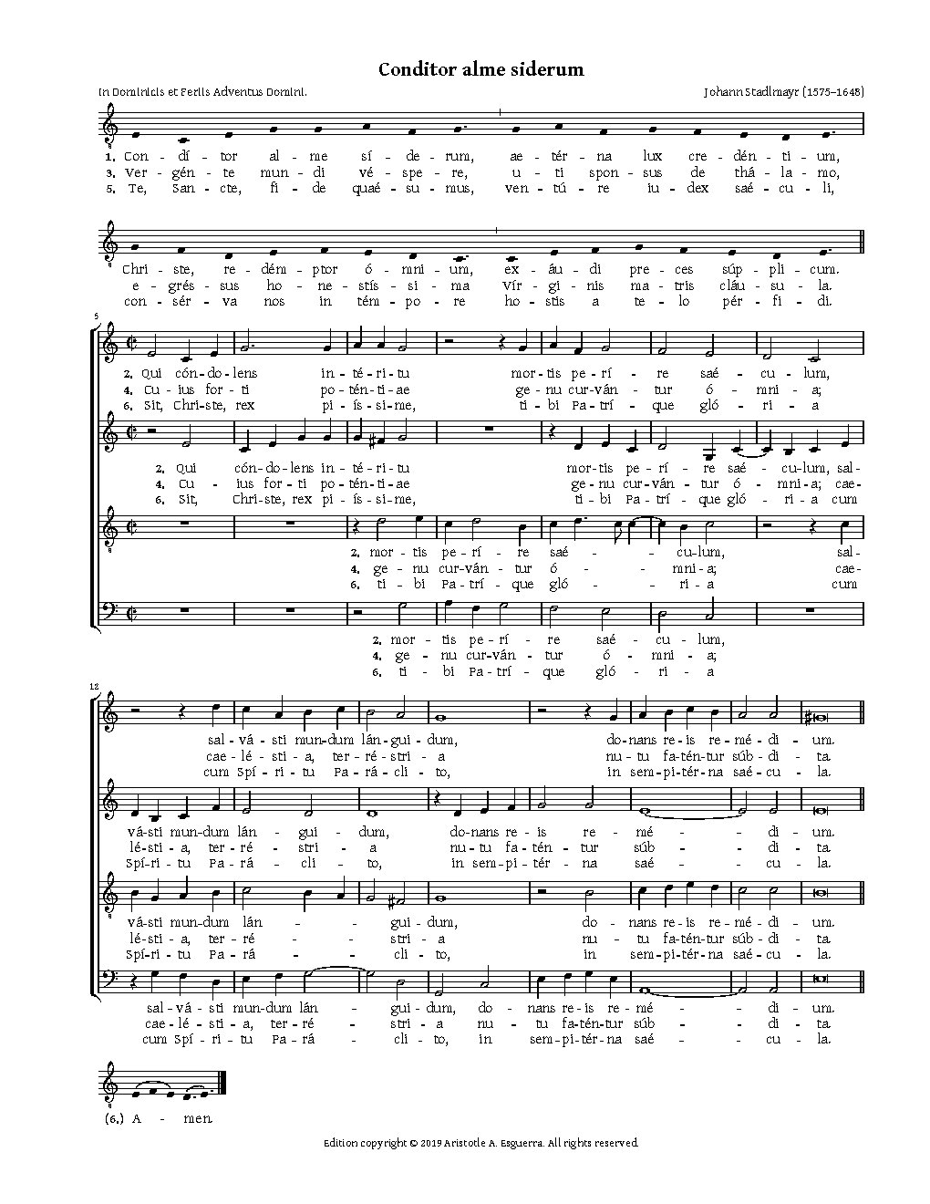 Conditor alme siderum - Choir Script PDF Thumbnail