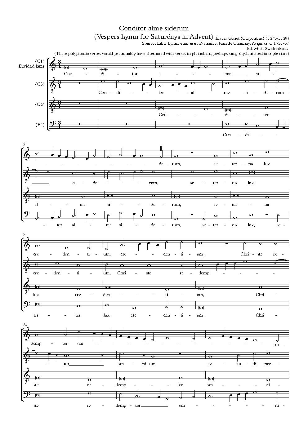 Conditor alme siderum - Choir Script PDF Thumbnail