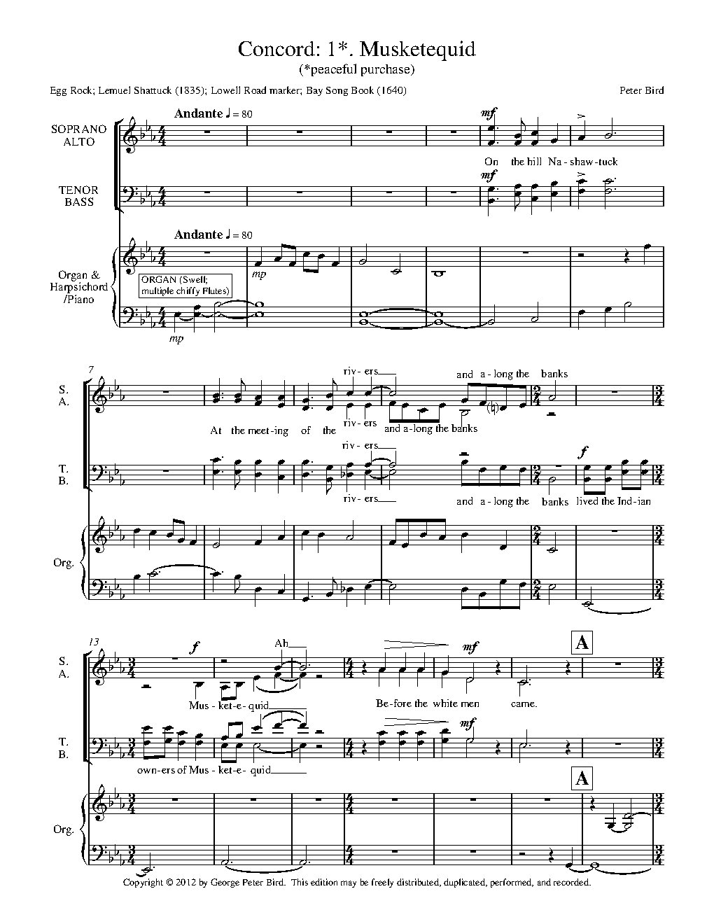 Concord: 1. Musketequid - Choir Script PDF Thumbnail