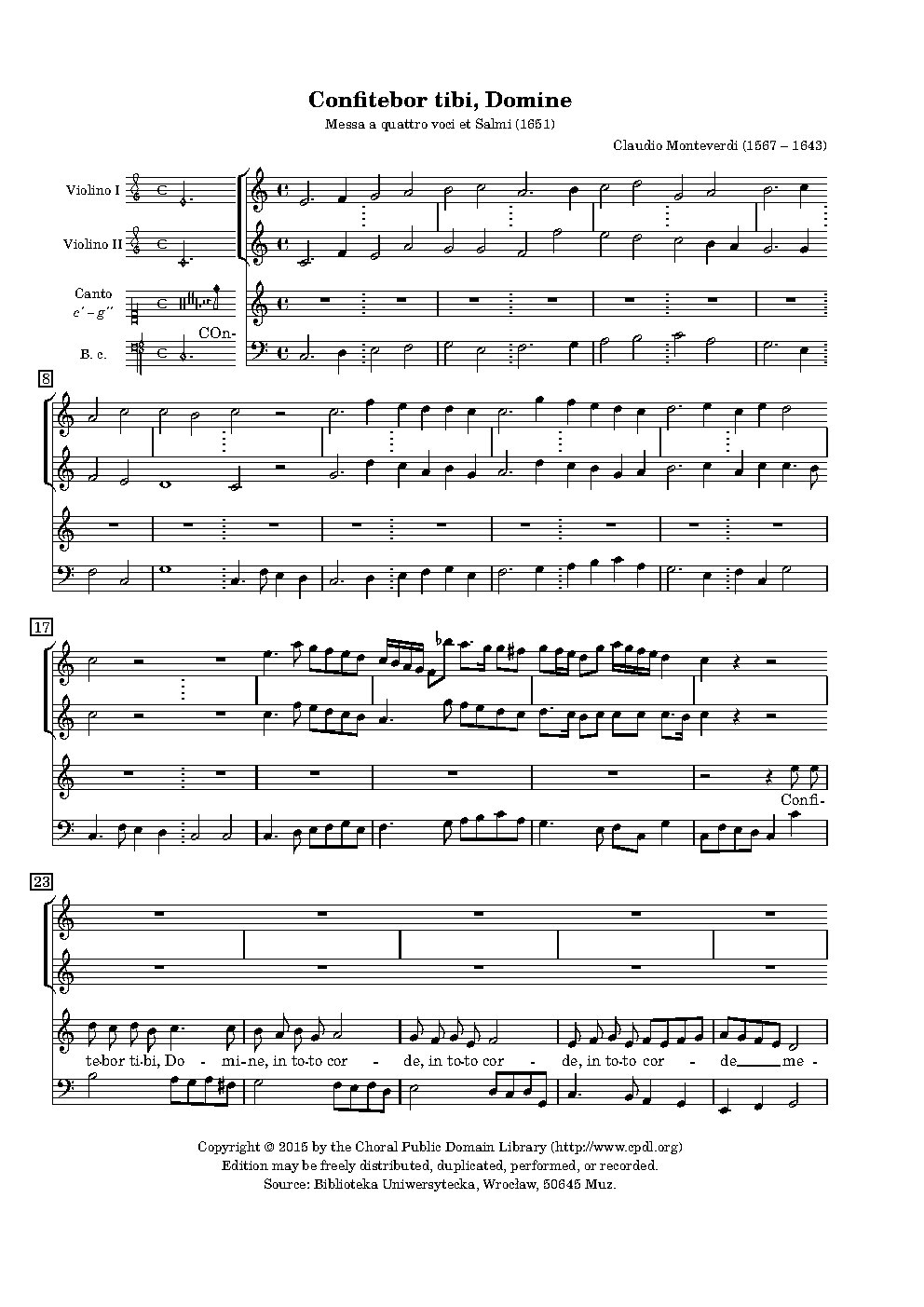 Confitebor I (1650) - Choir Script PDF Thumbnail