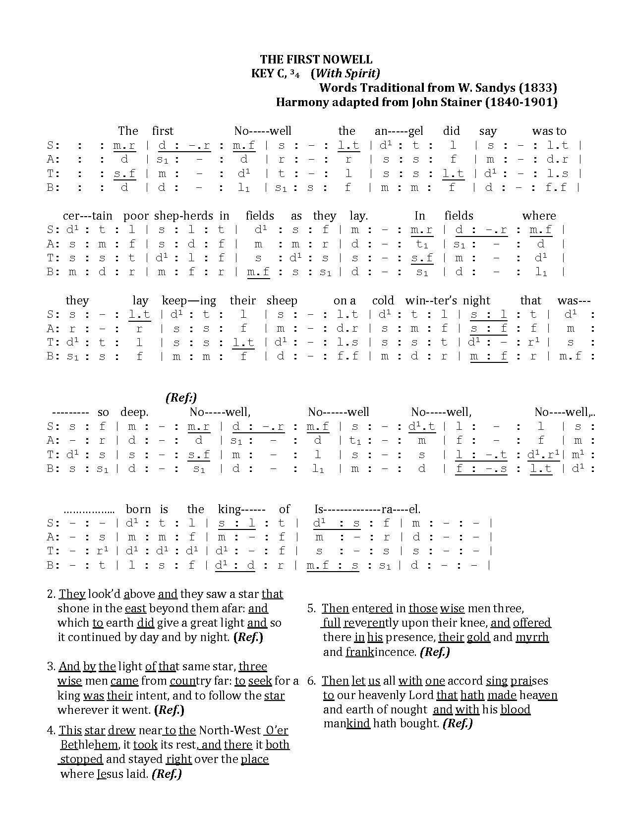 The First Nowell - Download Choir Script PDF