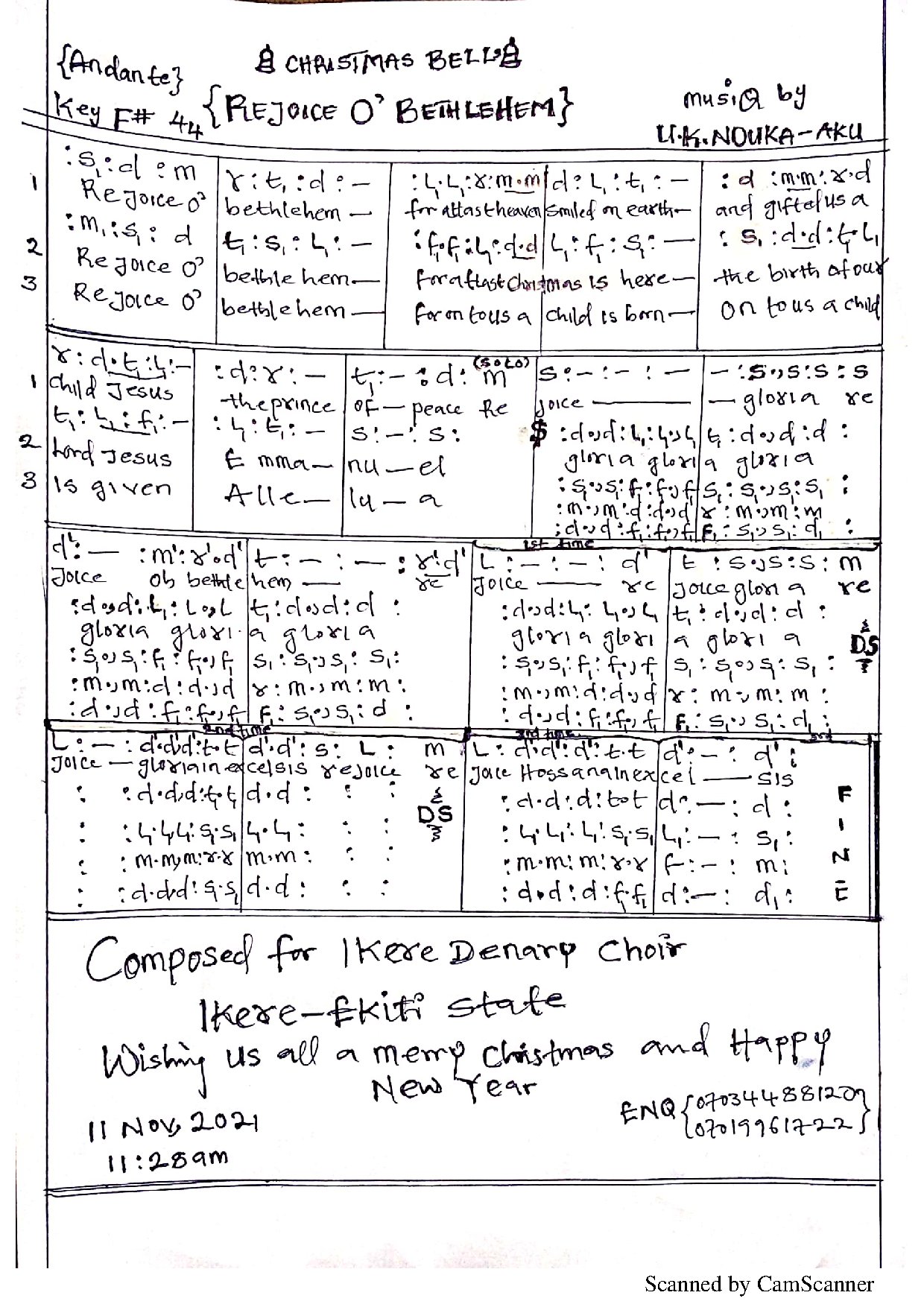 Rejoice O Bethlehem By Ndk - Download Choir Script PDF