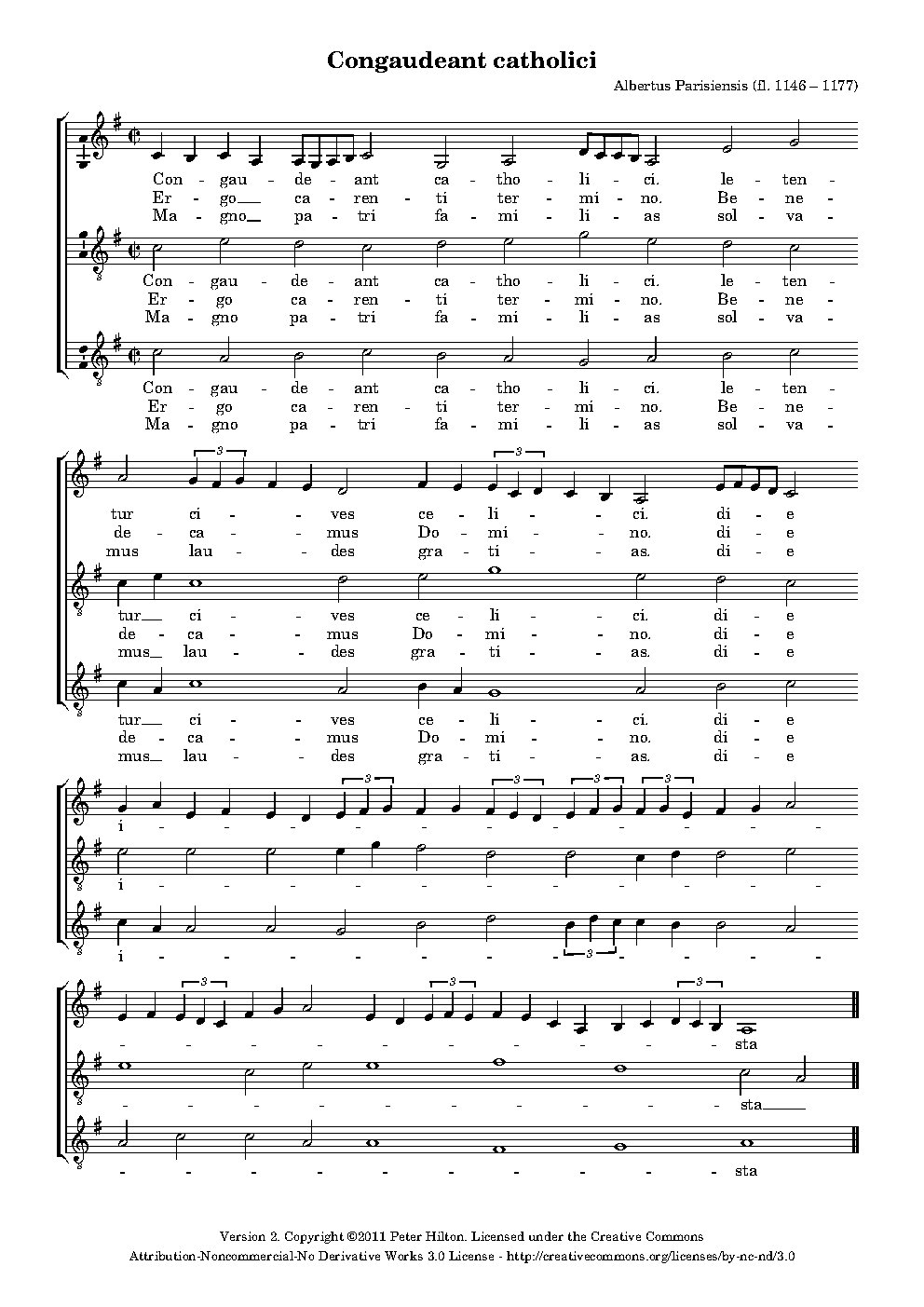 Congaudeant catholici - Choir Script PDF Thumbnail