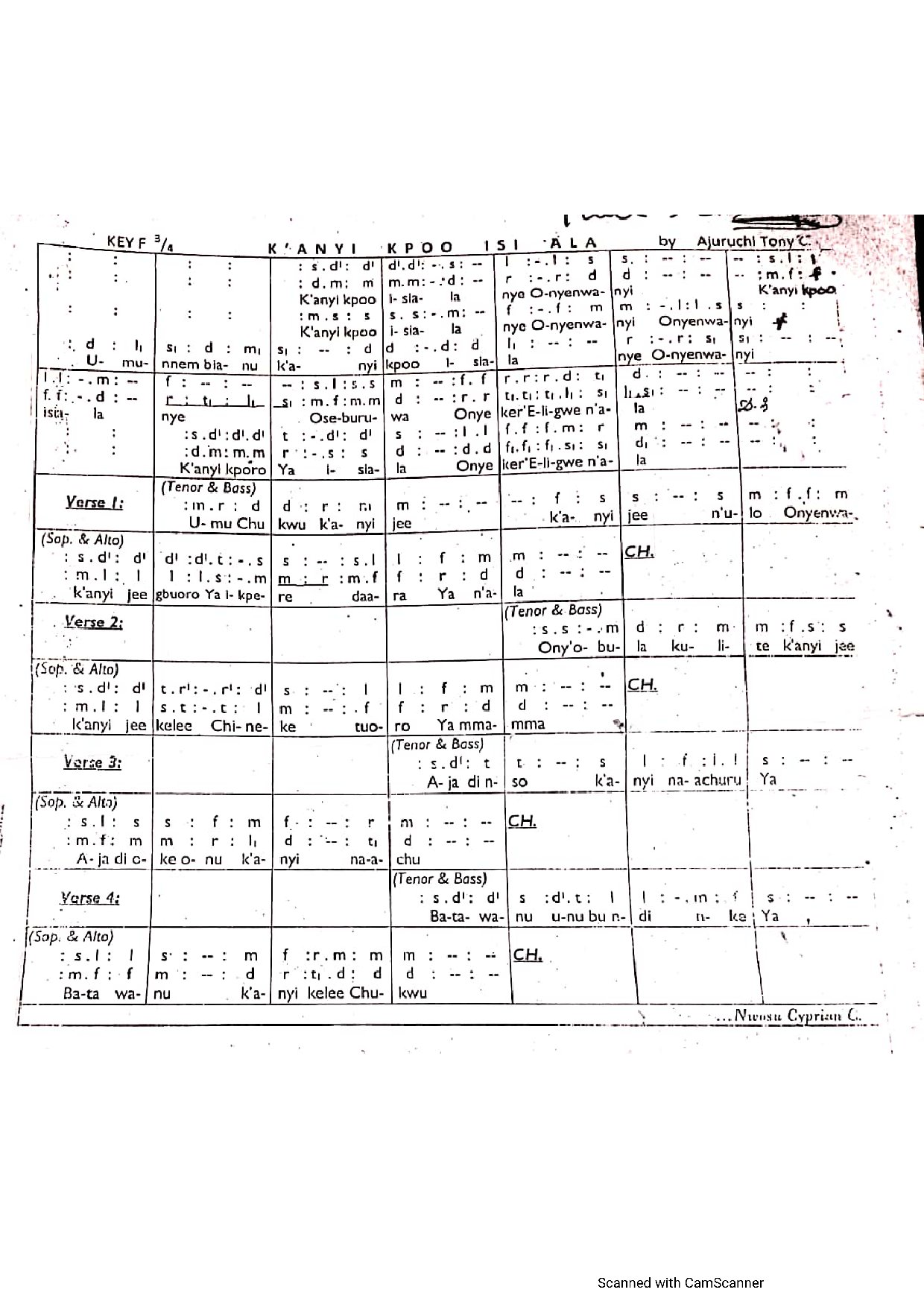 K Anyi Kpoo Isi Ala ~ Ajuruchi Tony - Download Choir Script PDF
