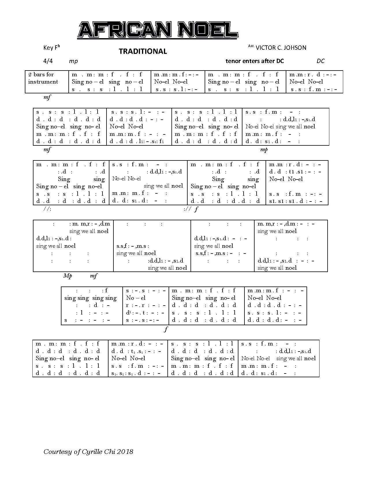 African Noel - Download Choir Script PDF