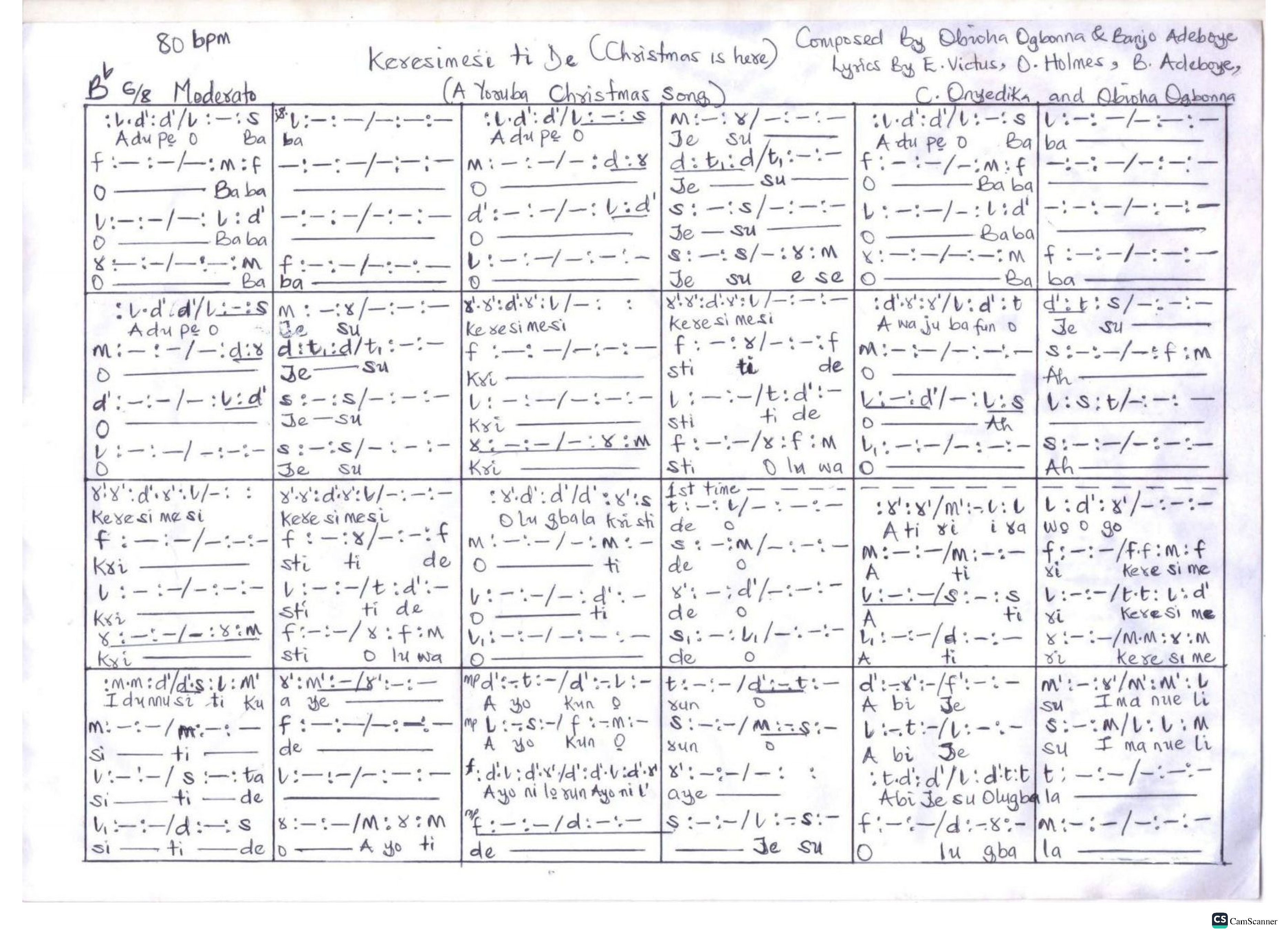 Keresimesi Ti De Obioha And Boye - Download Choir Script PDF