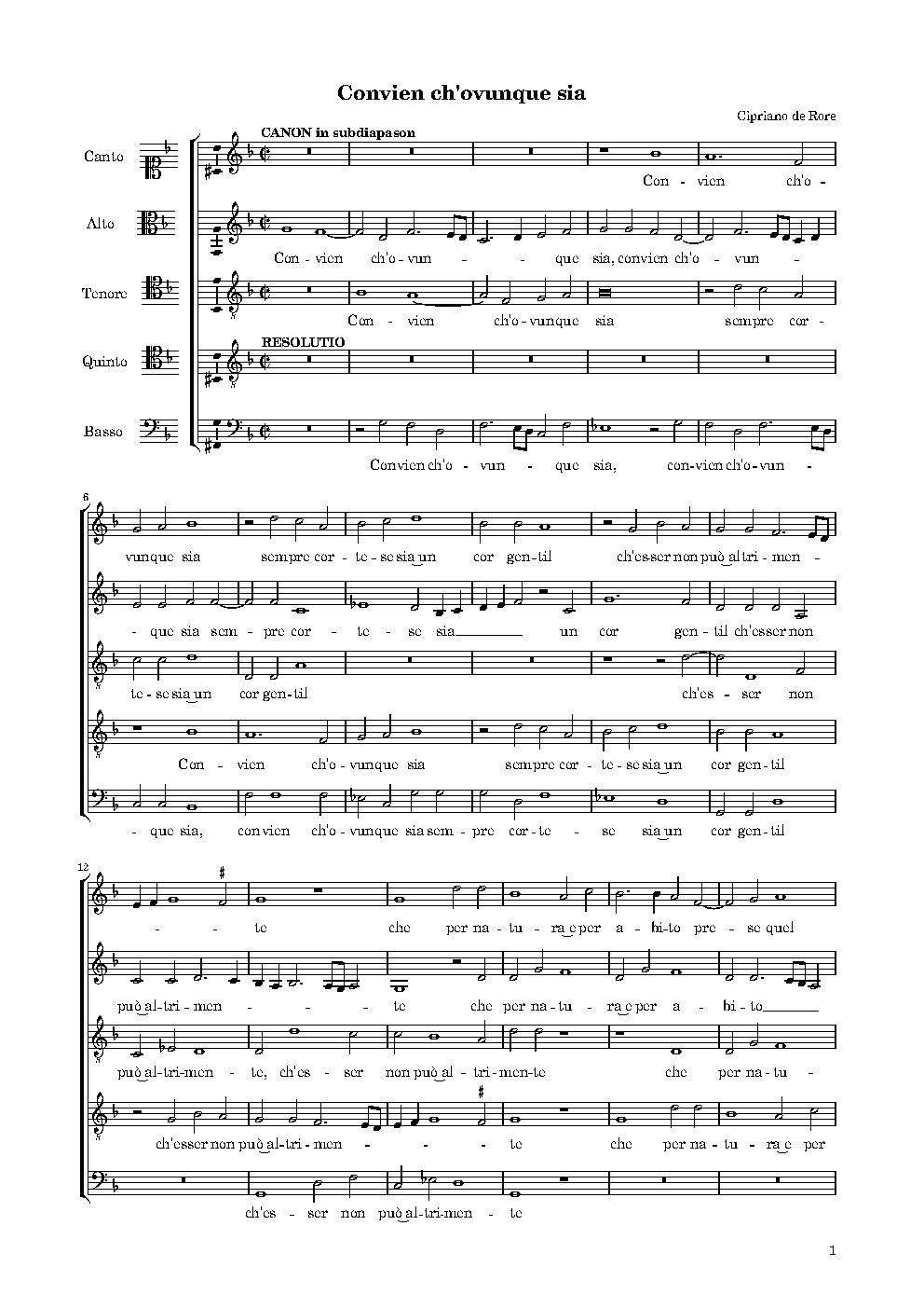 Convien ch'ovunque sia - Choir Script PDF Thumbnail