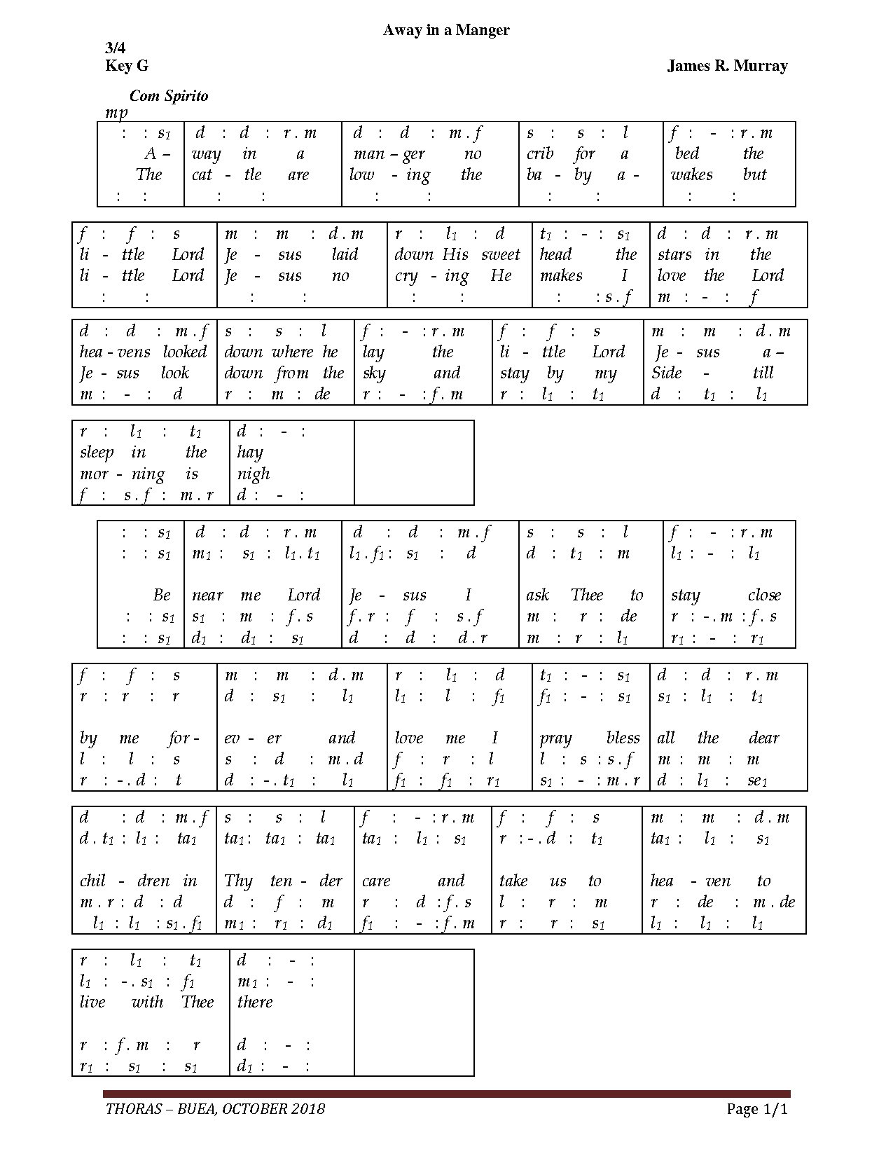 Away In A Manger - Download Choir Script PDF