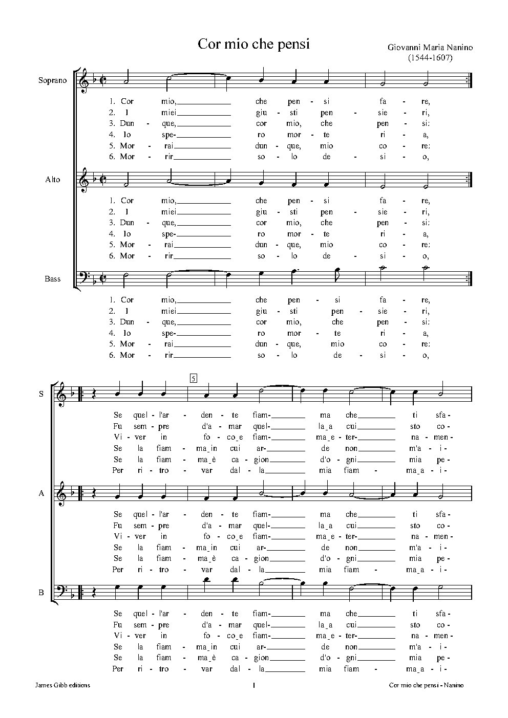 Cor mio che pensi - Choir Script PDF Thumbnail