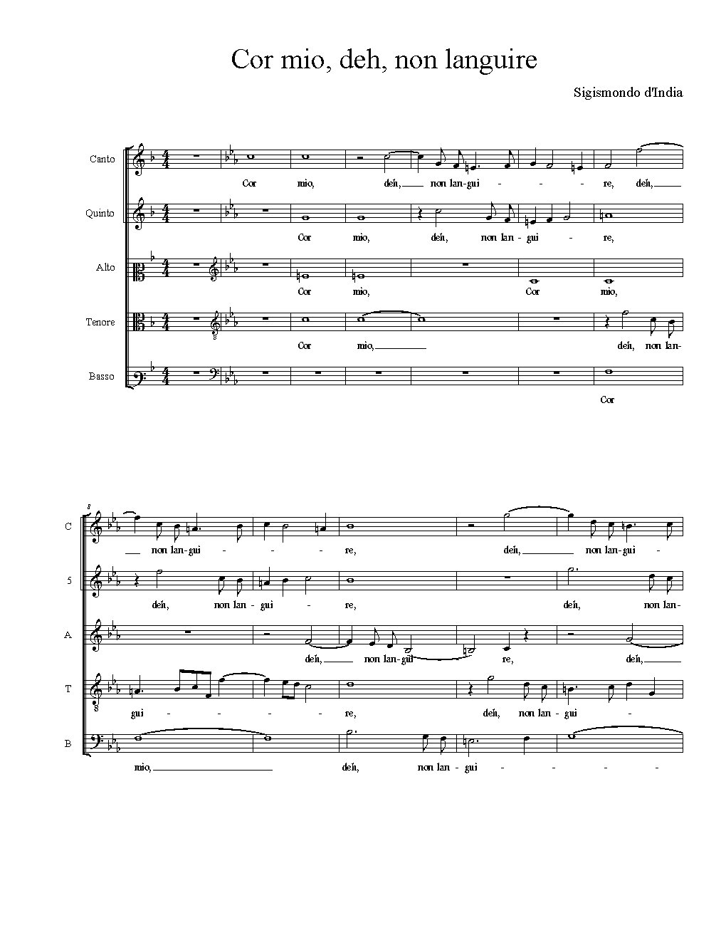 Cor mio, deh, non languire
