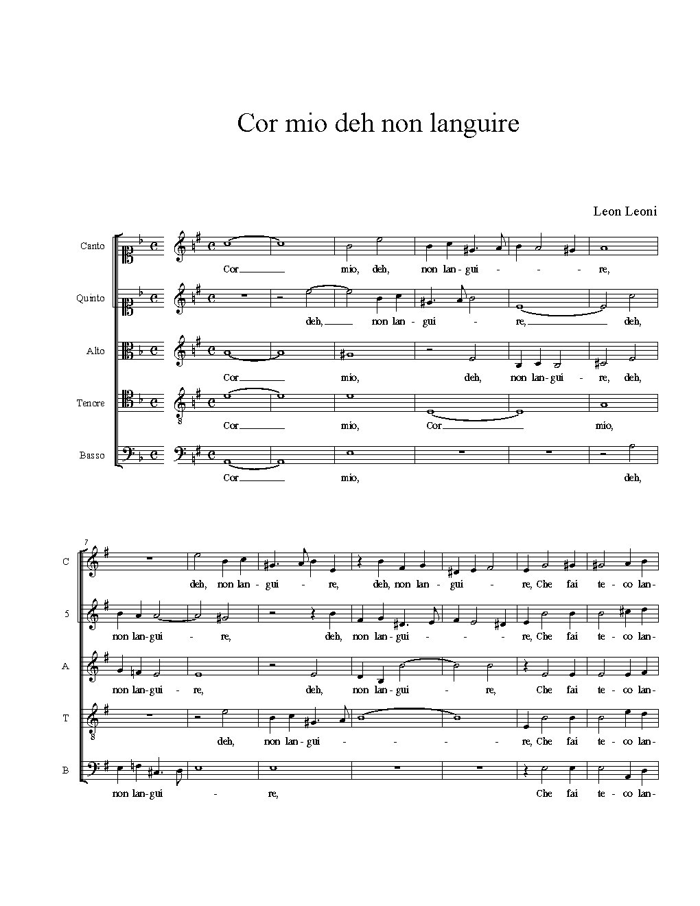 Cor mio deh non languire