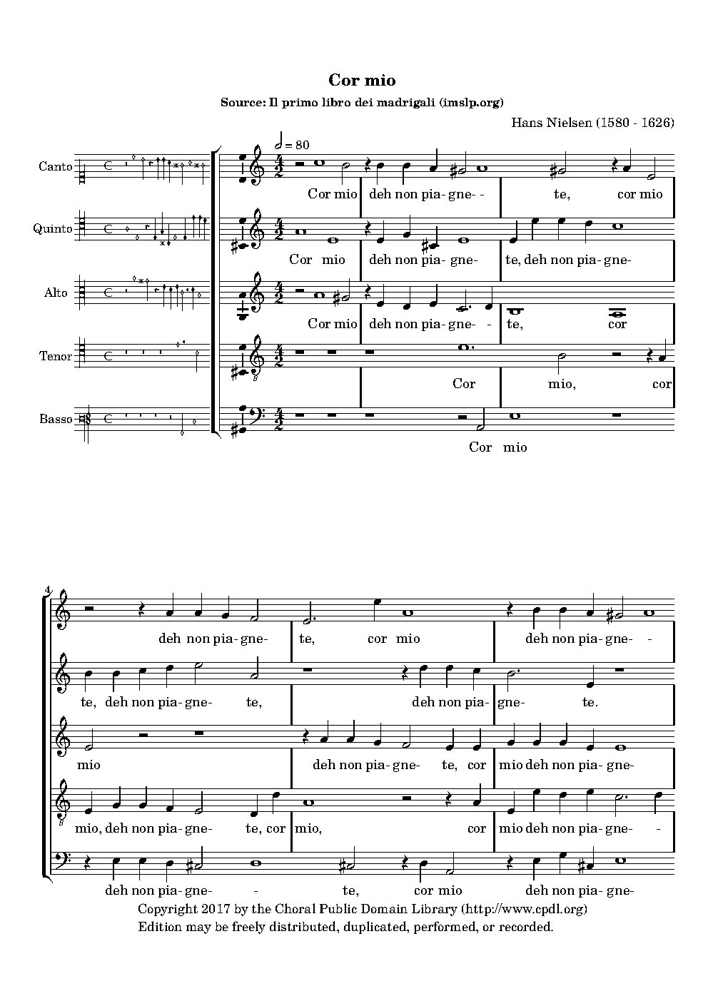 Cor mio, deh, non piagnete