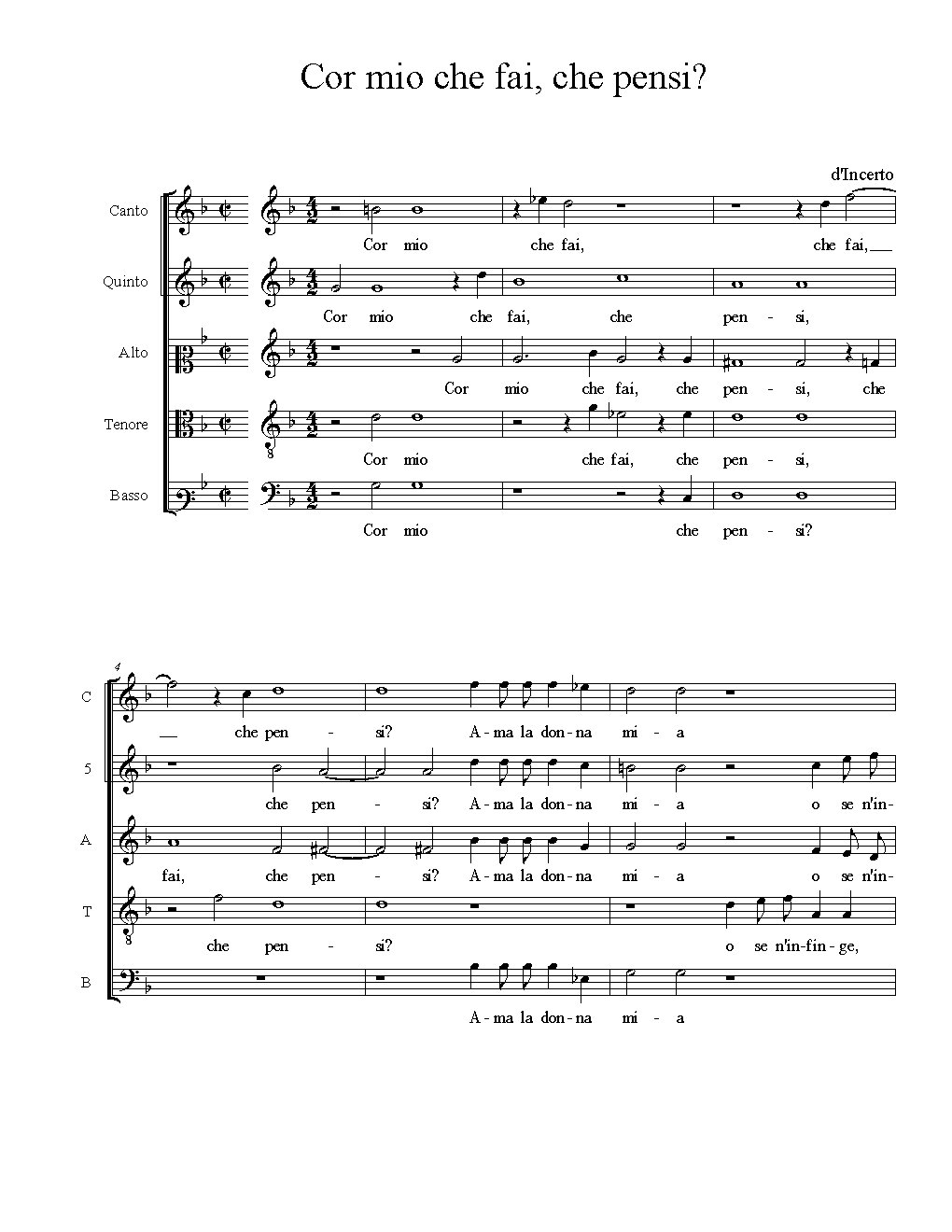 Cor mio che fai, che pensi?