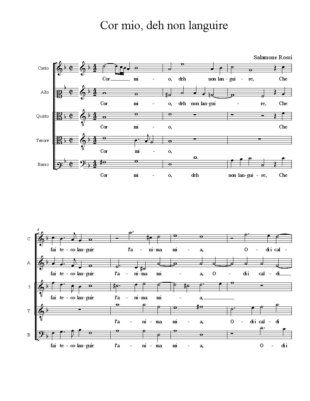 Cor mio, deh non languire