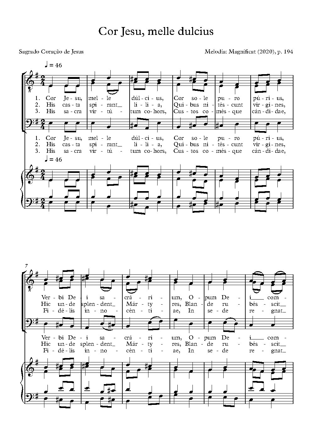 Cor Jesu, melle dulcius
