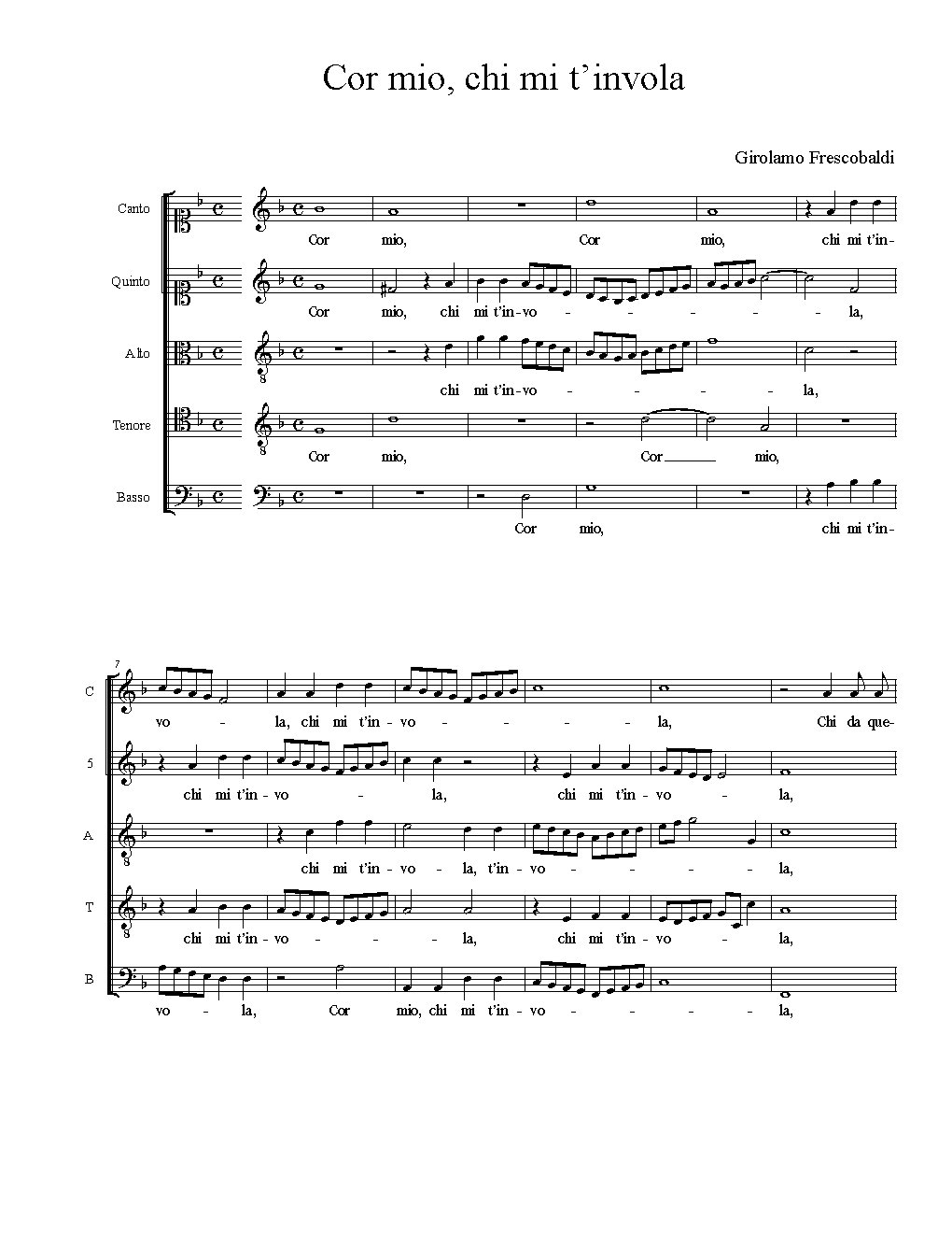 Cor mio, chi mi t’invola