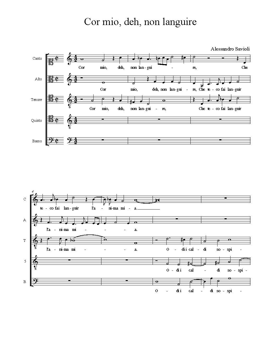 Cor mio, deh, non languire