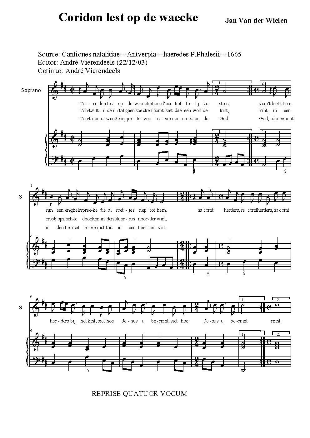 Coridon lest op de waecke - Choir Script PDF Thumbnail