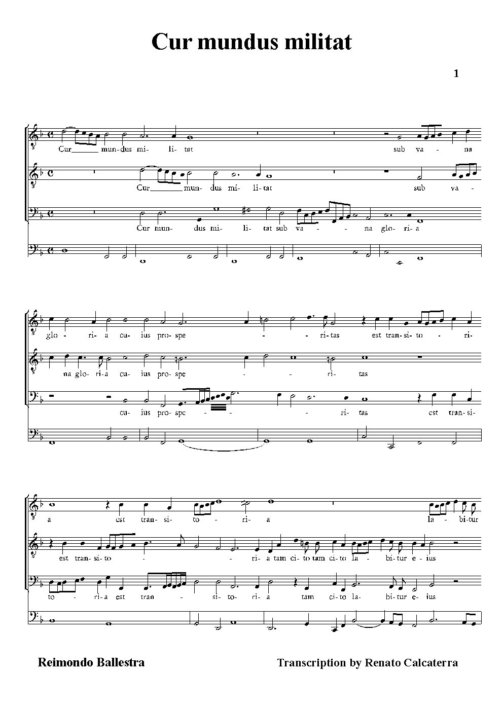 Cur mundus militat - Choir Script PDF Thumbnail