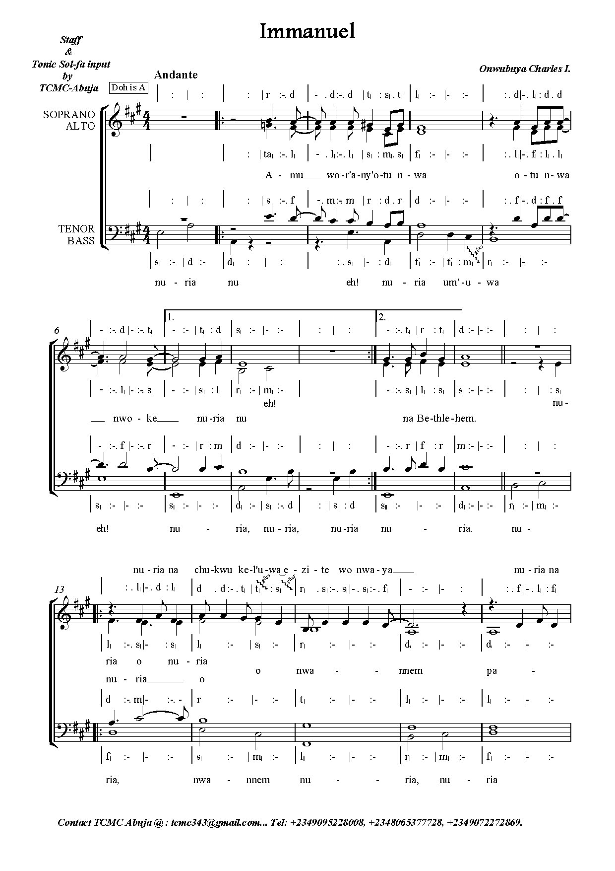 Immanuel - Download Choir Script PDF