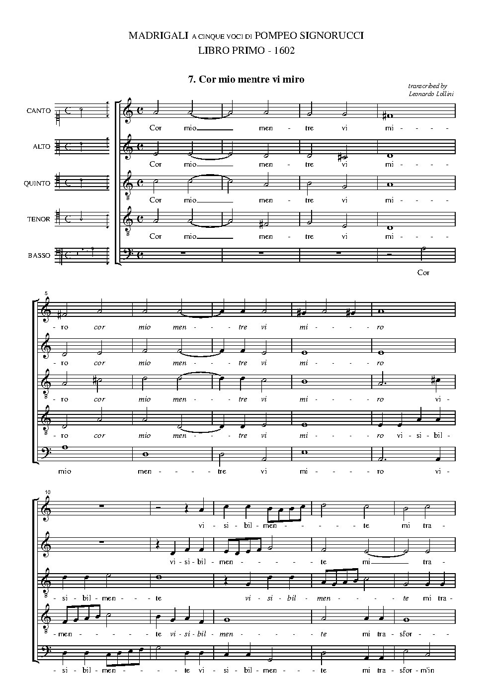 Cor mio mentre vi miro