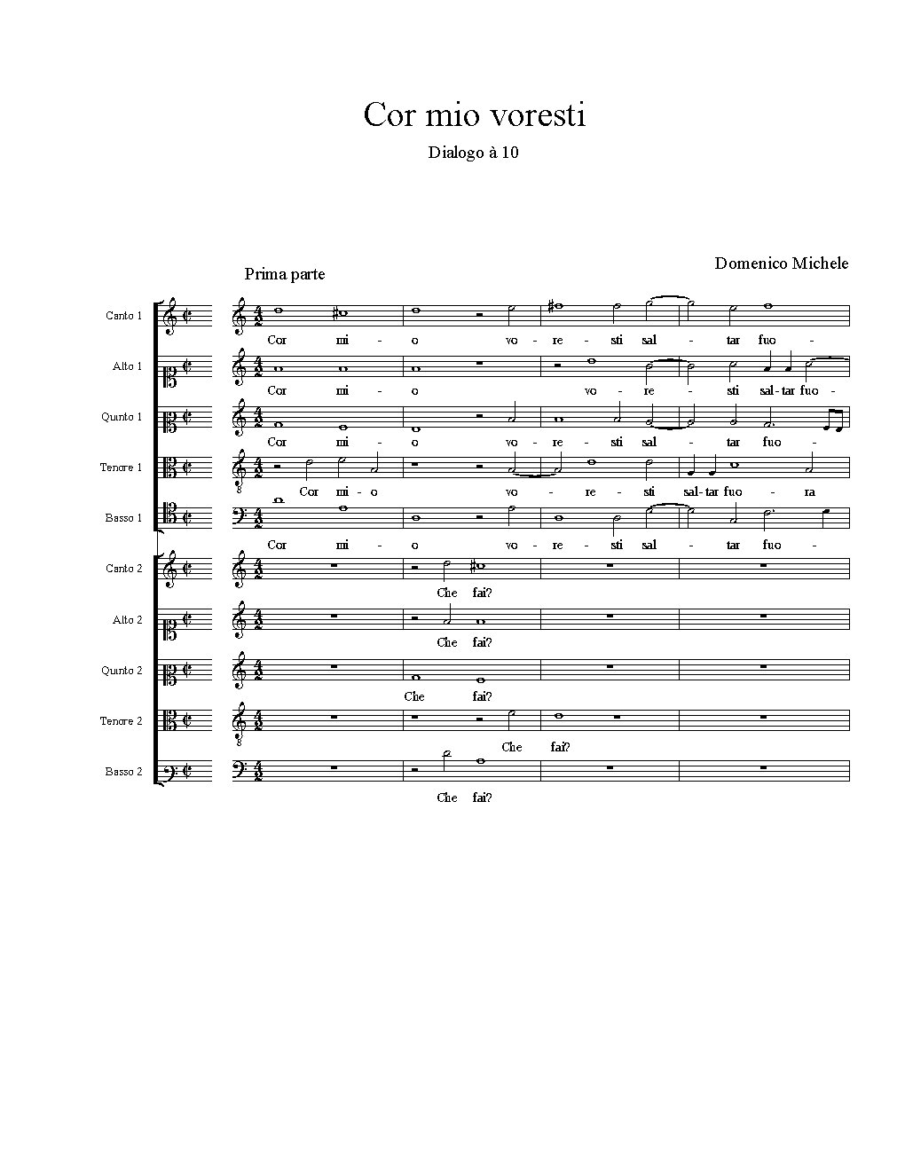 Cor mio voresti - Choir Script PDF Thumbnail