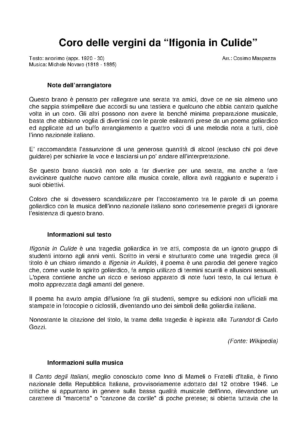 Coro delle vergini da "Ifigonia in Culide"