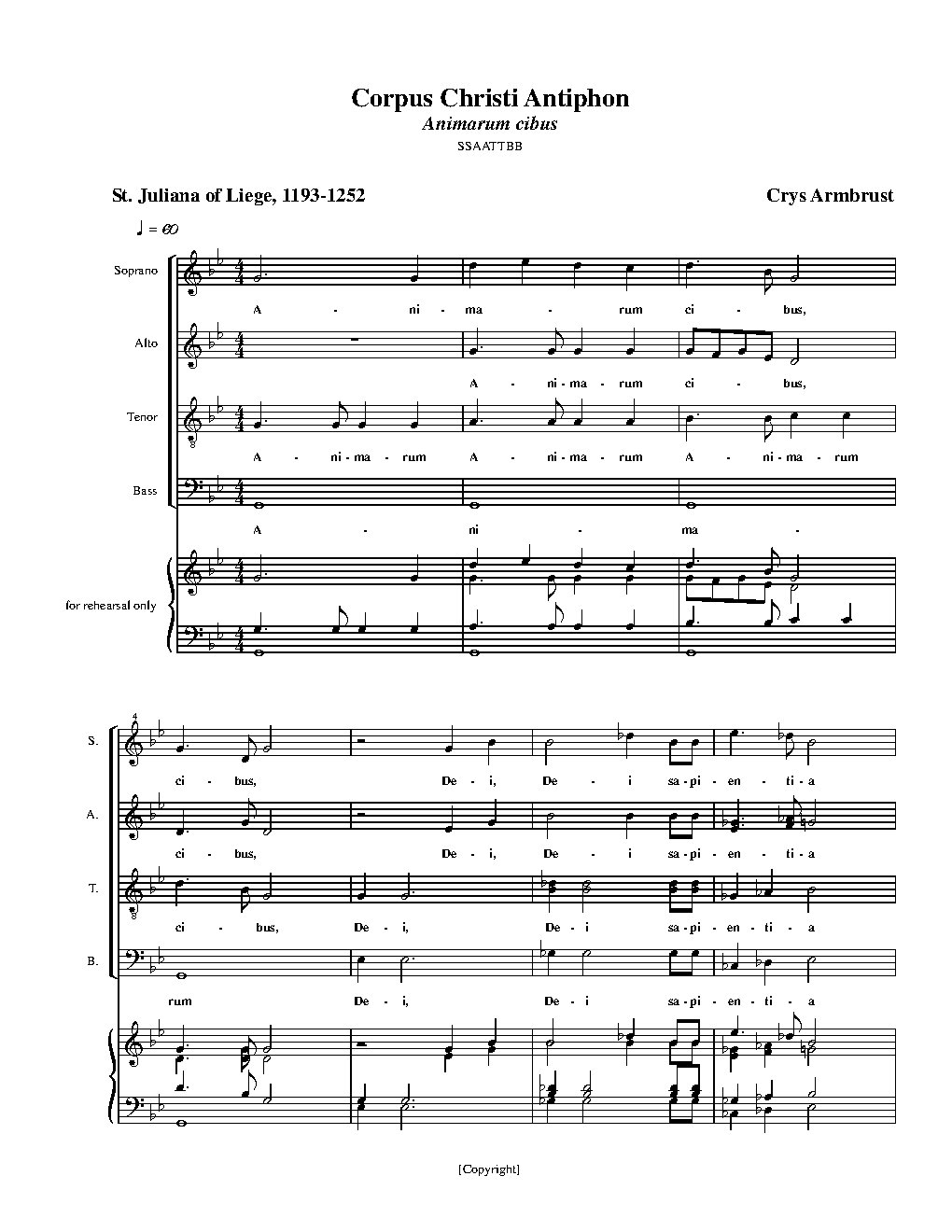Corpus Christi Antiphon (Animarum cibus)