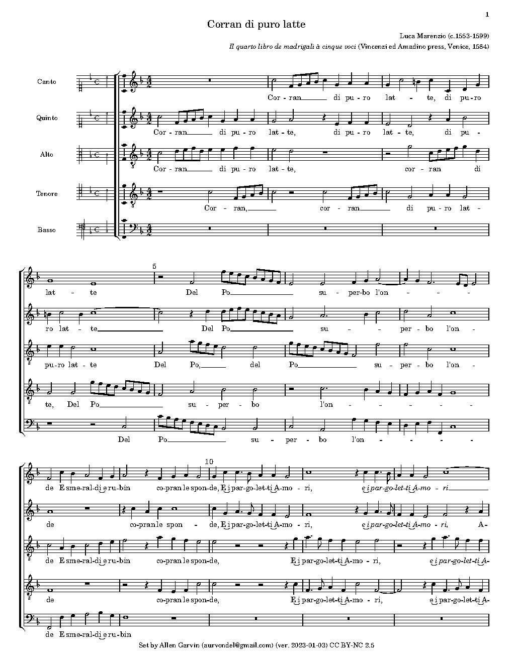 Corran di puro latte - Choir Script PDF Thumbnail