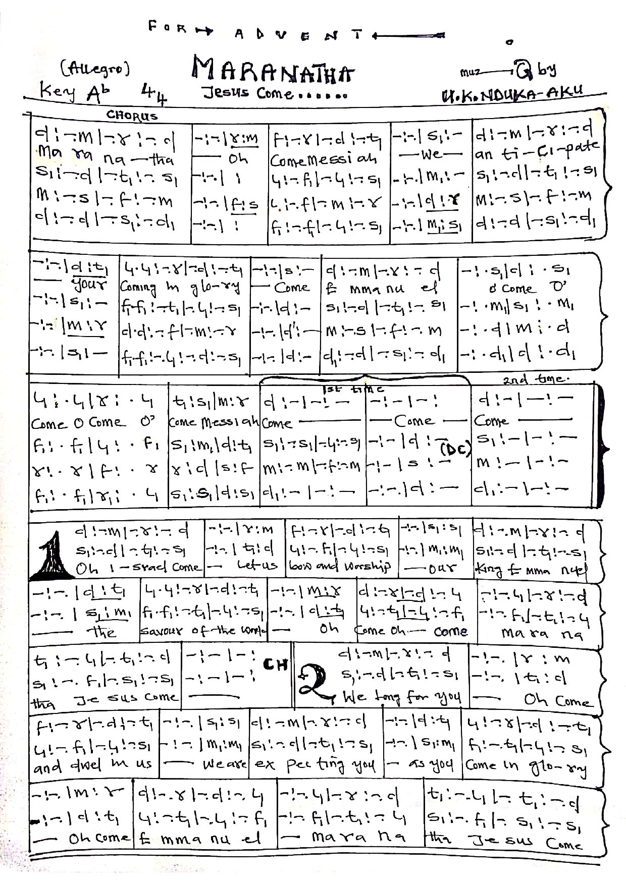 Maranatha By Ndk - Download Choir Script PDF