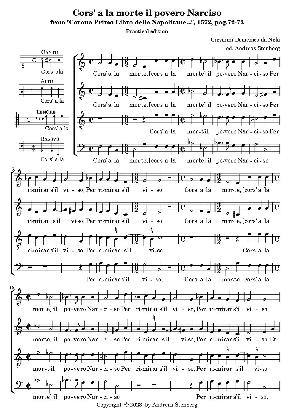 Cors' a la morte il povero Narciso - Choir Script PDF Thumbnail