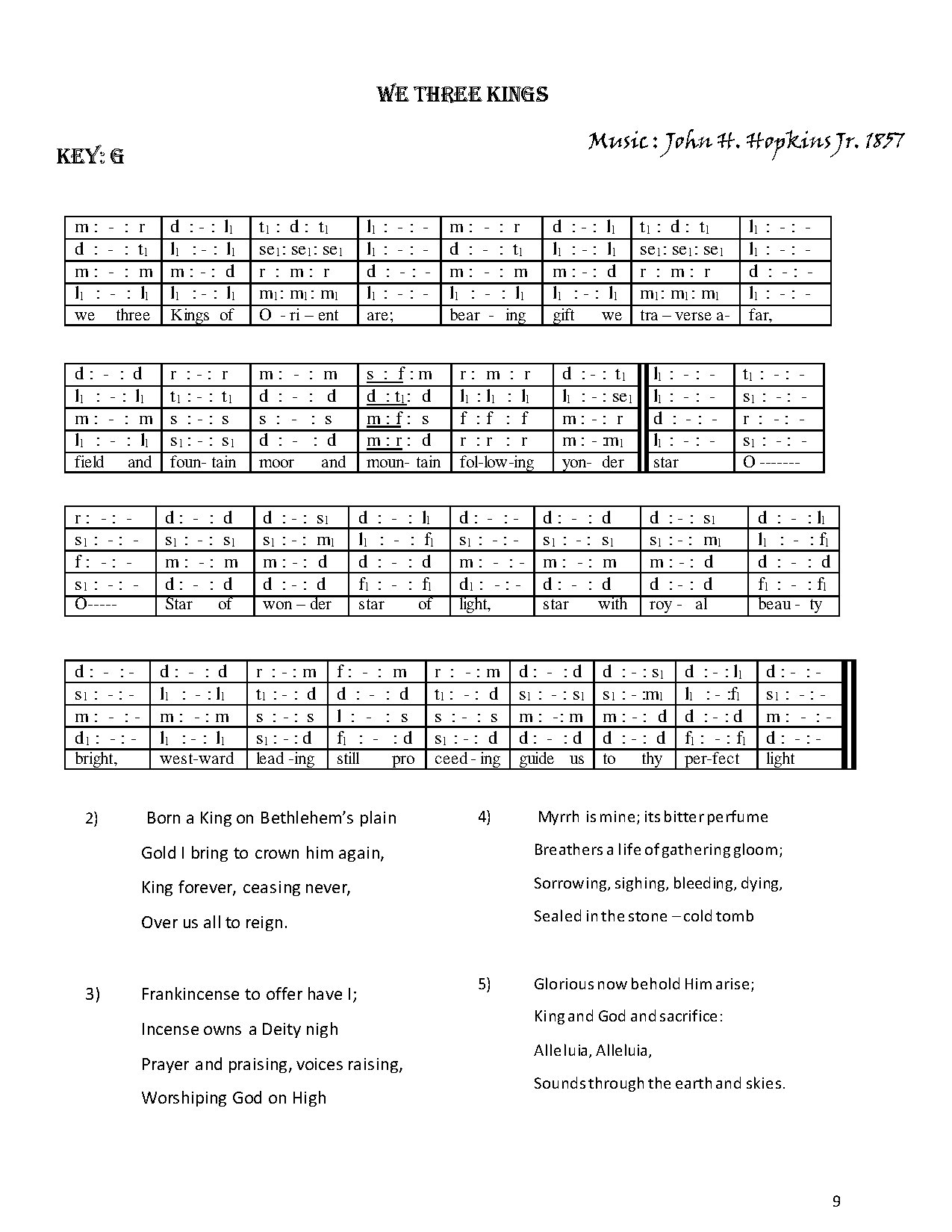 We Three Kings - Download Choir Script PDF