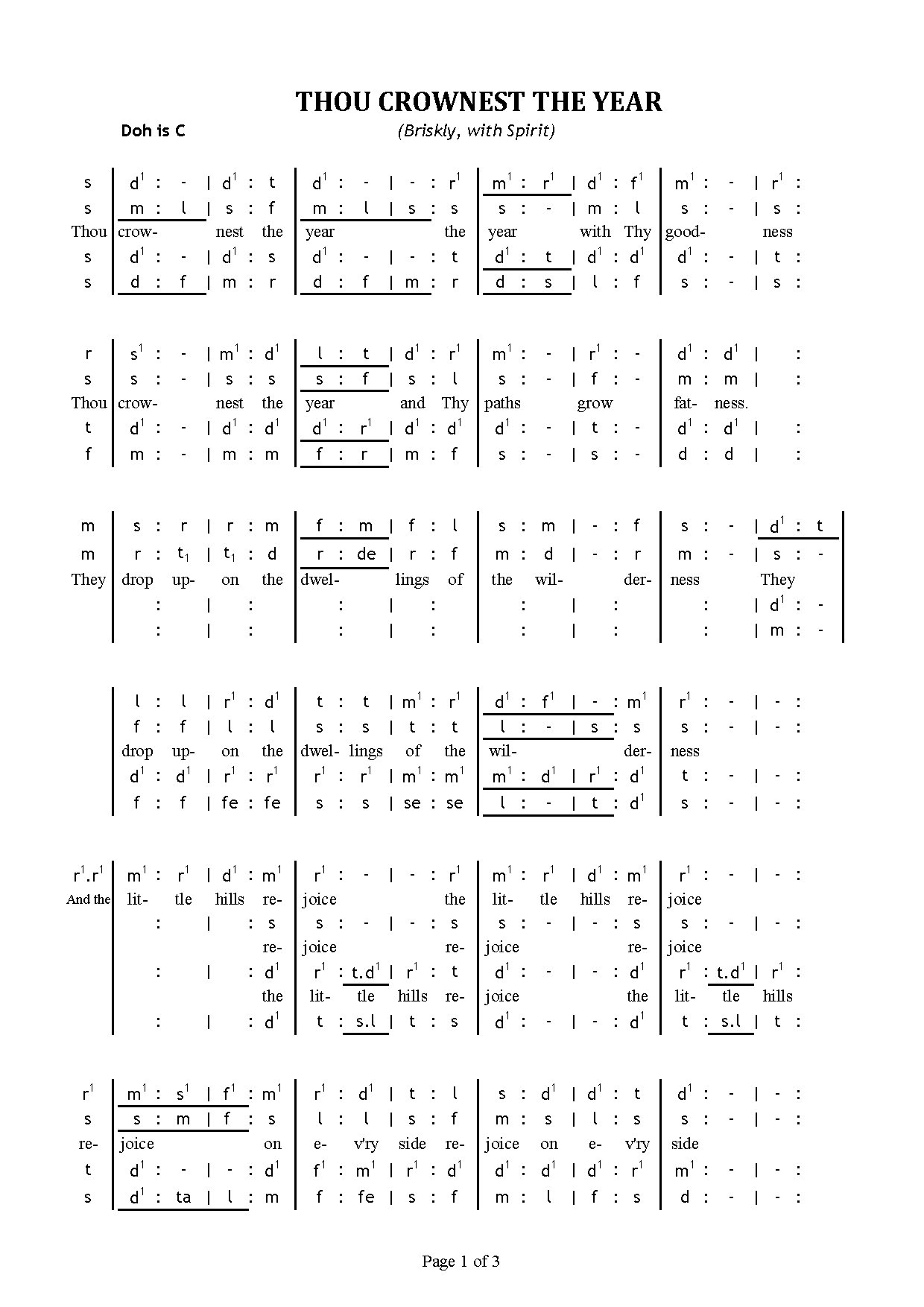 Thou Crownest The Year - Download Choir Script PDF