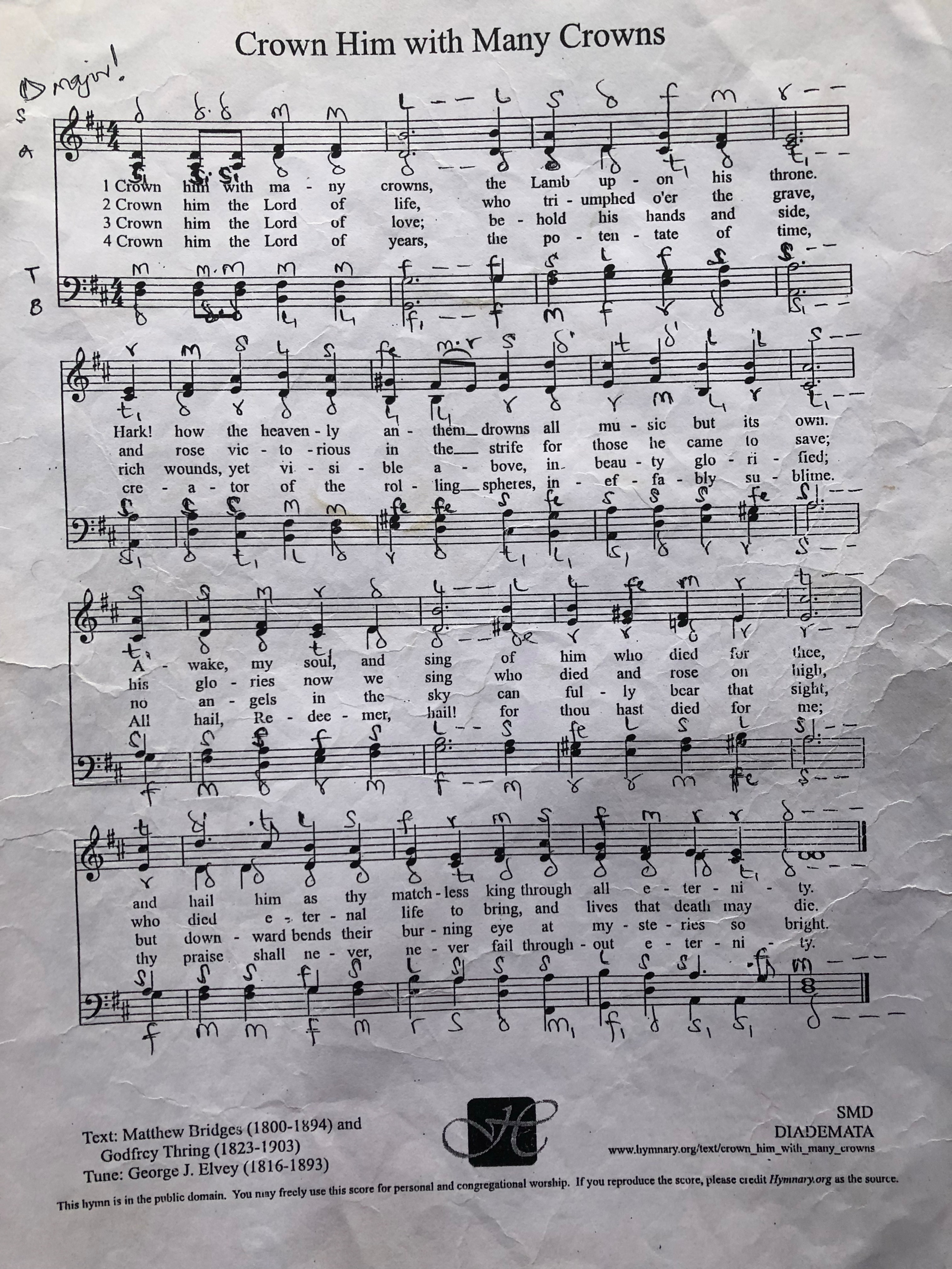 Crown Him With Many Crowns - Download Choir Script PDF