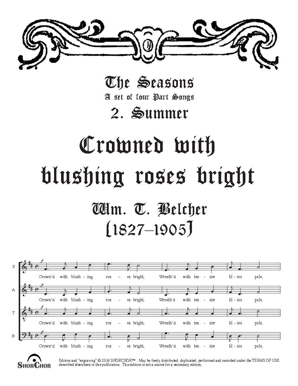 Crowned with blushing Roses bright