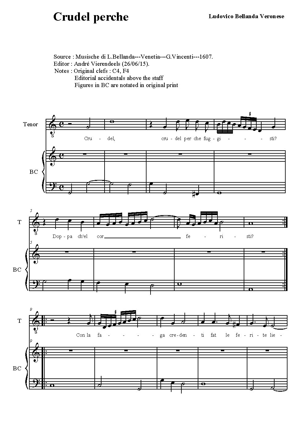 Crudel perche fuggisti - Choir Script PDF Thumbnail