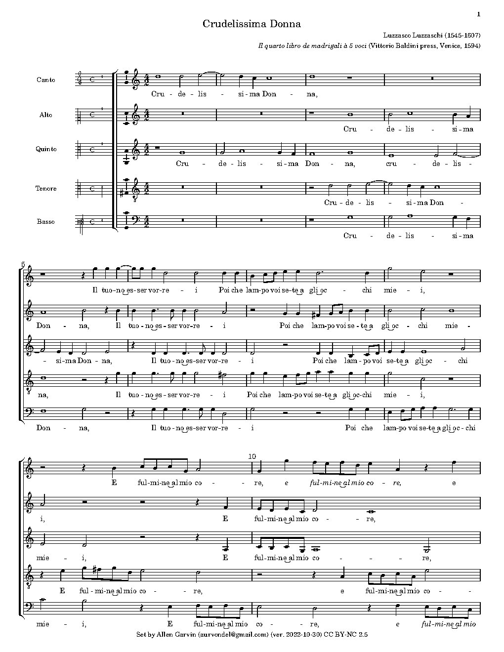 Crudelissima Donna - Choir Script PDF Thumbnail