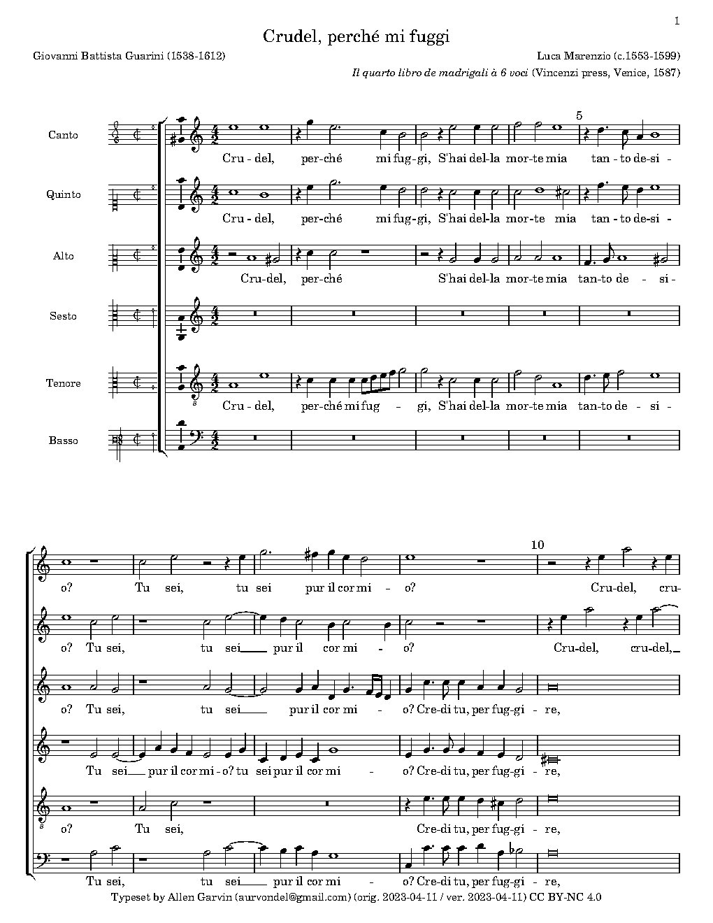 Crudel, perché mi fuggi - Choir Script PDF Thumbnail