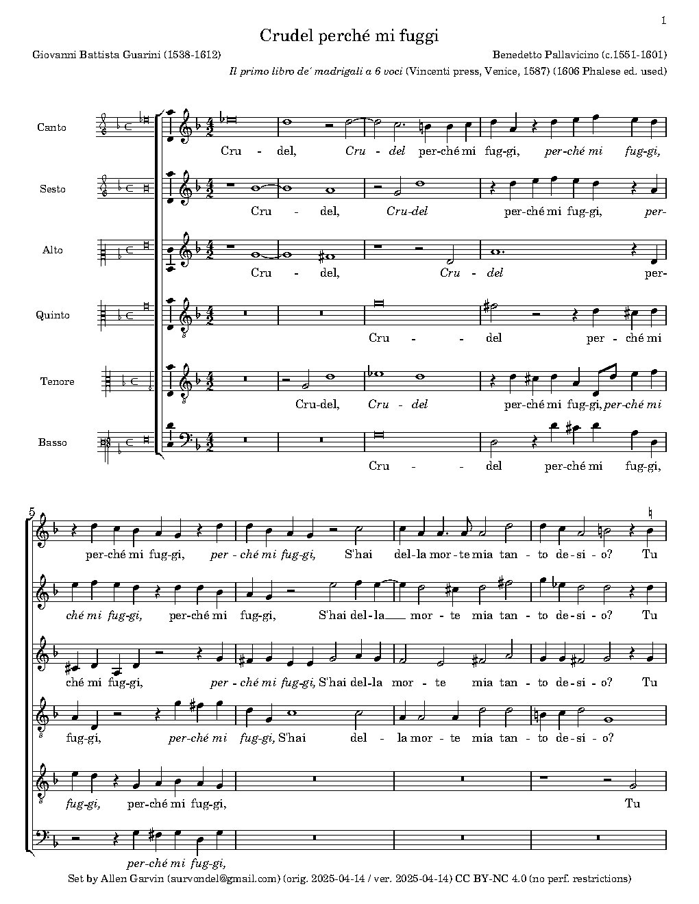 Crudel perché mi fuggi - Choir Script PDF Thumbnail