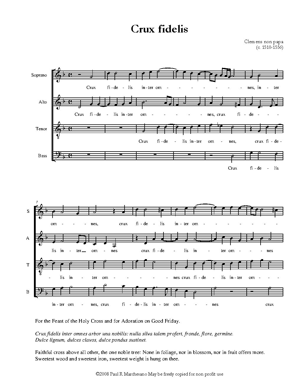 Crux fidelis - Choir Script PDF Thumbnail