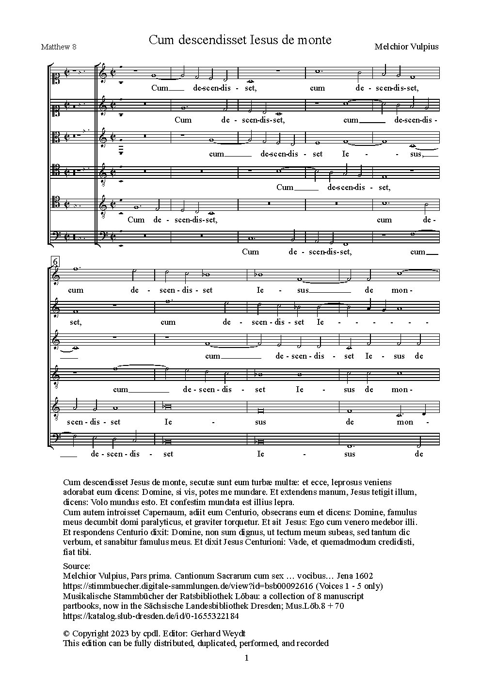 Cum descendisset Iesus - Choir Script PDF Thumbnail
