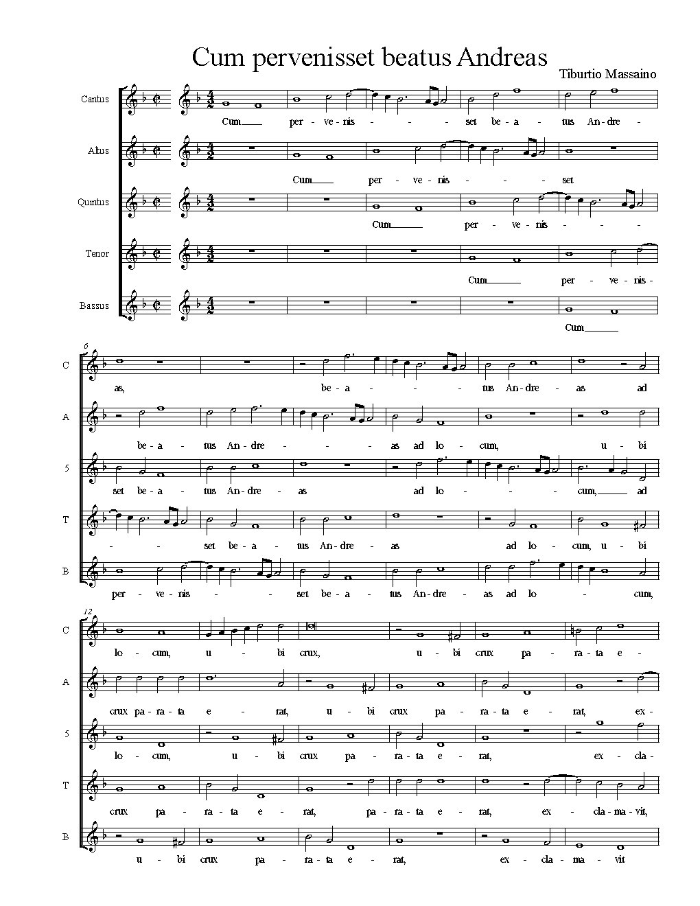 Cum pervenisset beatus Andreas - Choir Script PDF Thumbnail