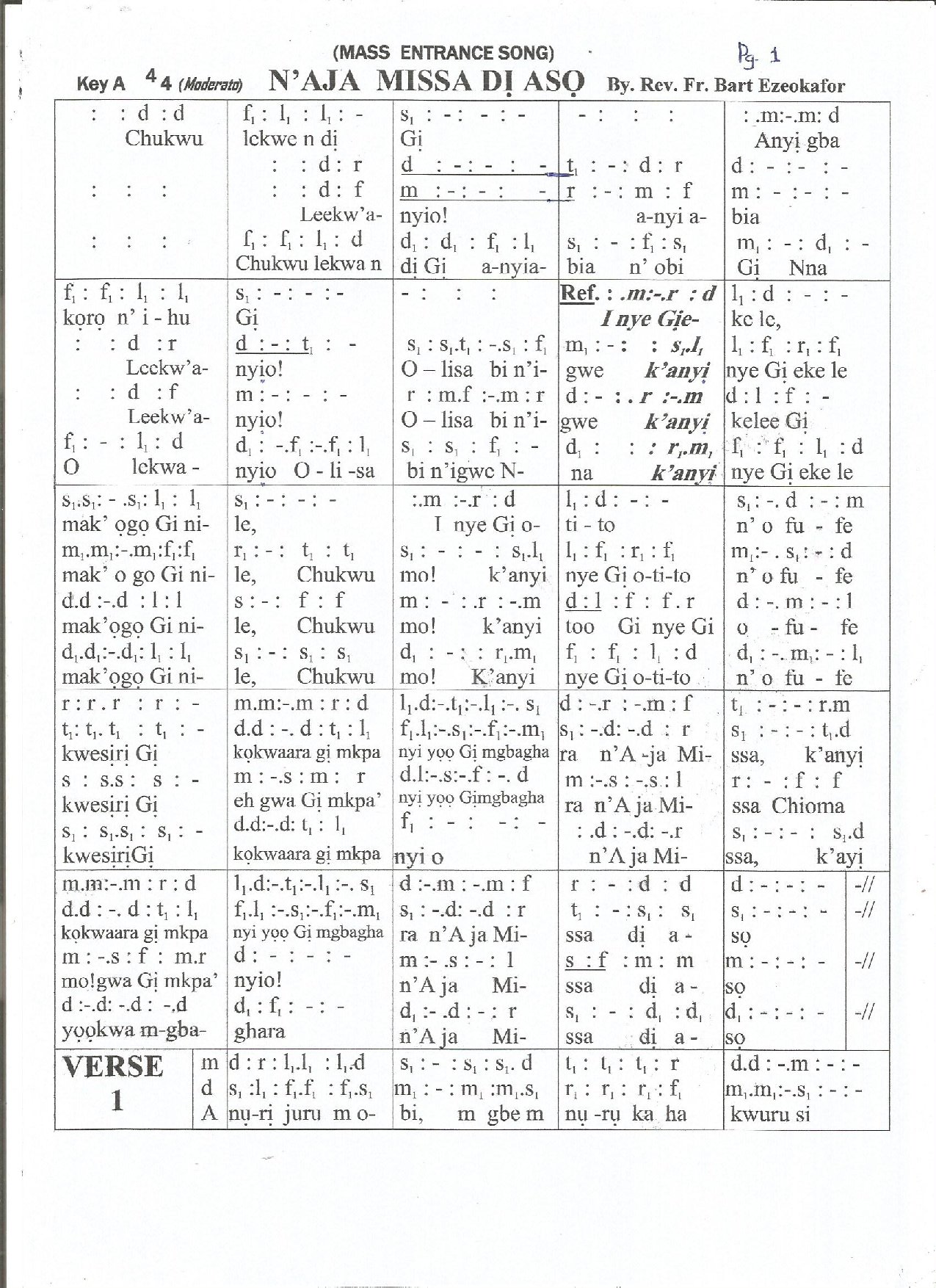 N Aja Missa Di Aso Pdf - Download Choir Script PDF